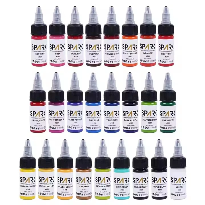 50 컬러 세트 스파크 도매 유기농 최고의 안료 1 oz 30 ml 일회용 병 화장 임시 잉크 문신