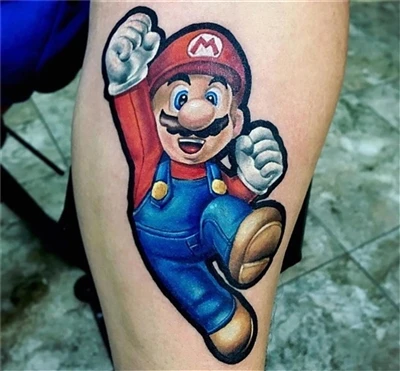 Mario Bross Tattoo Done By @ nacho_serrano_2012 아르헨티나에서 #sparkcartridges ・ ・ ・