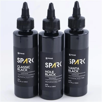 Spark Premium 4oz Tri - Shade Black Tattoo Ink Set : Classic, Hole & Vanta Black을위한 우수한 문신 및 바디 아트
