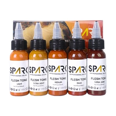 스파크 전문 프리미엄 30ml 유기농 5 색 스킨 톤 세트 영구 메이크업 및 바디 아트를위한 문신 잉크