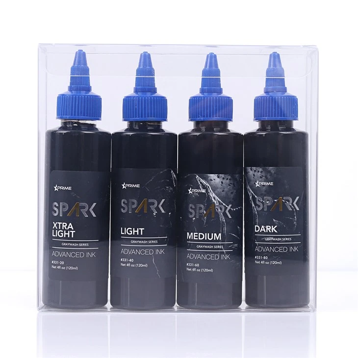 스파크 최신 4oz*4 회색 세척 세트 방수 임시 문신 잉크