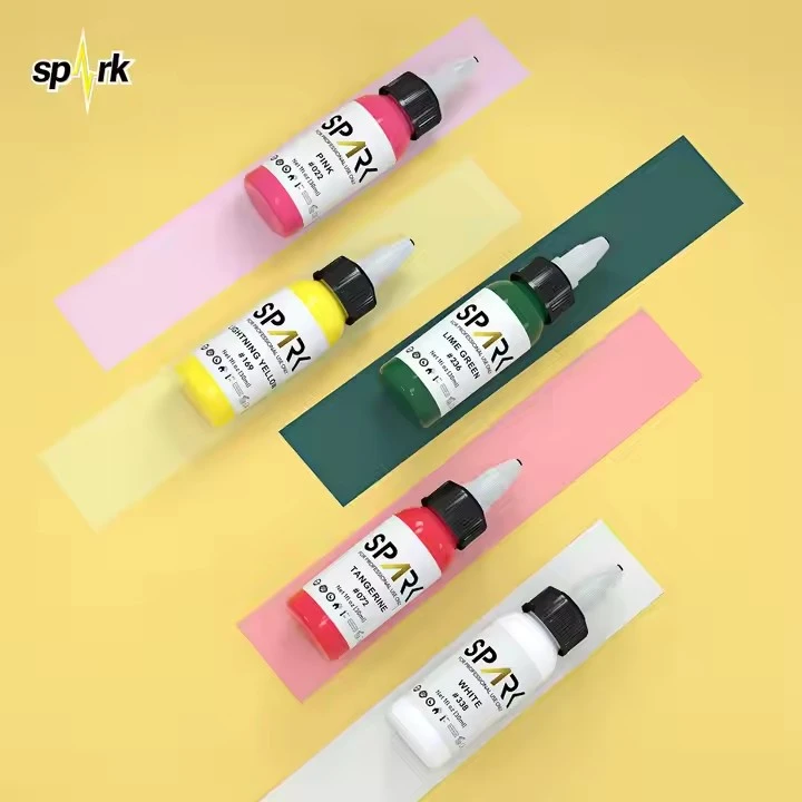 Spark Organic 1oz (30ml) 피부 - 친화적 인 긴 - 지속적인 생생한 생생한 색칠 공부 - 바디 아트를위한 지속적인 문신 잉크