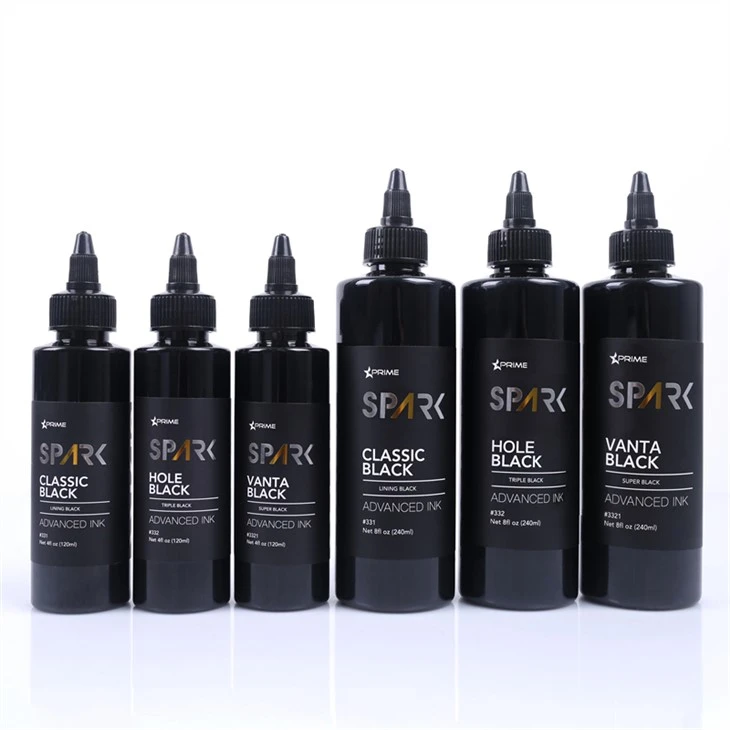 8OZ 검정 잉크 시리즈 구멍 검정 삼중 검정 불꽃 문신 잉크 무연 문신 잉크