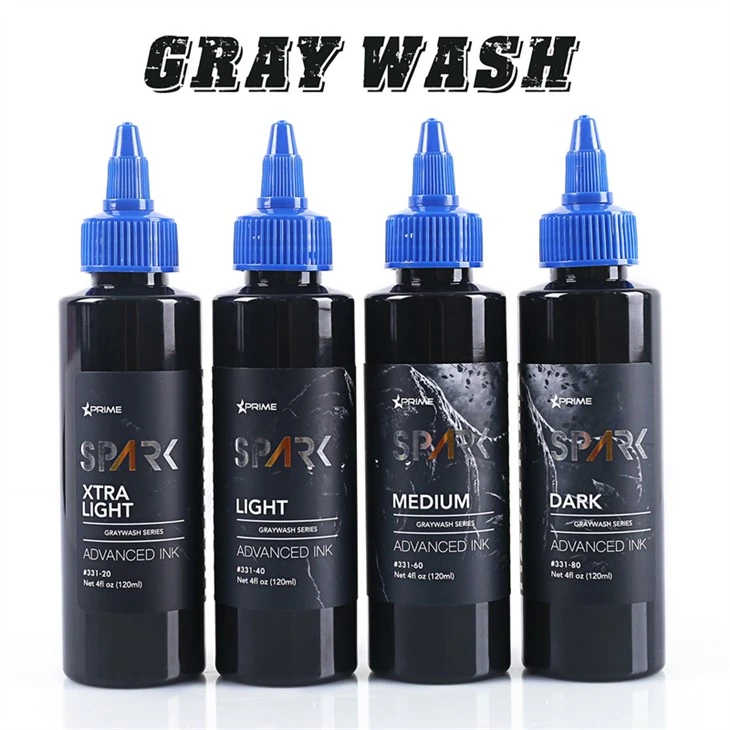 Graywash 문신 잉크 세트 불꽃 문신 잉크 세트 전문 문신 잉크 디스플레이