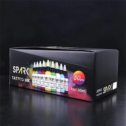 50가지 색상 세트 문신 잉크 대량 스파크 문신 잉크 슈퍼 블랙 문신 잉크