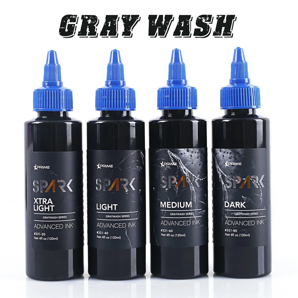 Spark Greywash 문신 잉크 - 4 온스 병 세트